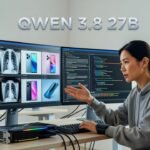 Alibaba Qwen 3.8 27B multimodal AI model architecture diagram with vision encoder and extended context window