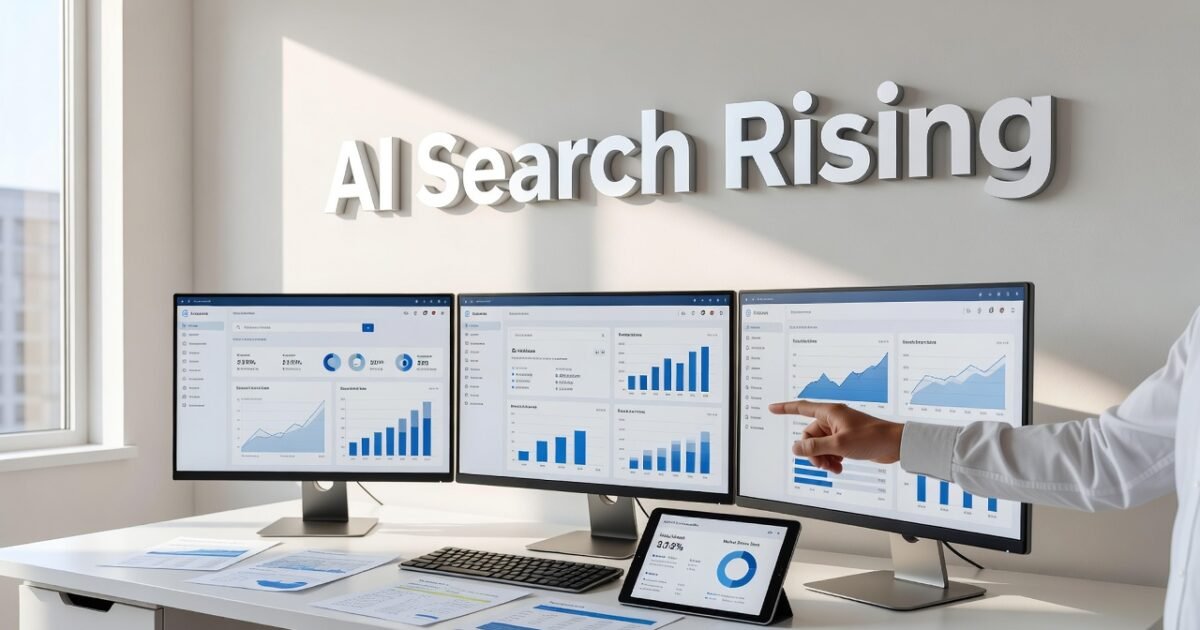 Comparison visualization of AI search tools versus traditional Google search engine