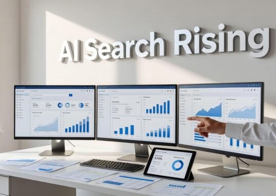 Comparison visualization of AI search tools versus traditional Google search engine