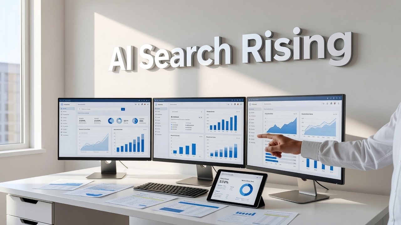 Comparison visualization of AI search tools versus traditional Google search engine