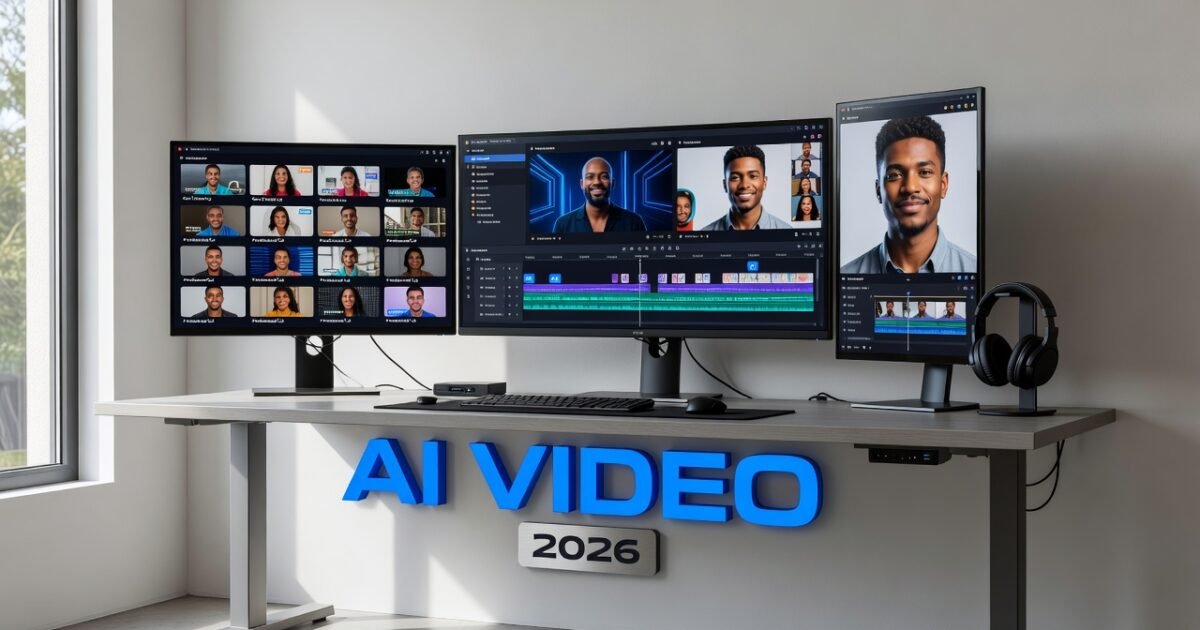 Modern AI video editing interface showing automated content generation and personalization features