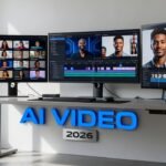 Modern AI video editing interface showing automated content generation and personalization features