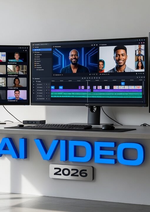 Modern AI video editing interface showing automated content generation and personalization features