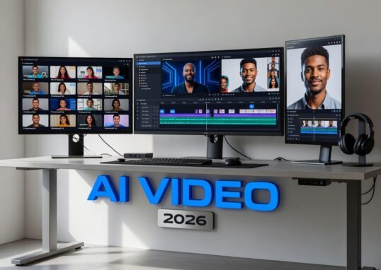 Modern AI video editing interface showing automated content generation and personalization features