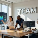 Small team collaborating with AI tools to boost productivity