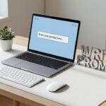 person typing prompt instructions on laptop to get better AI responses