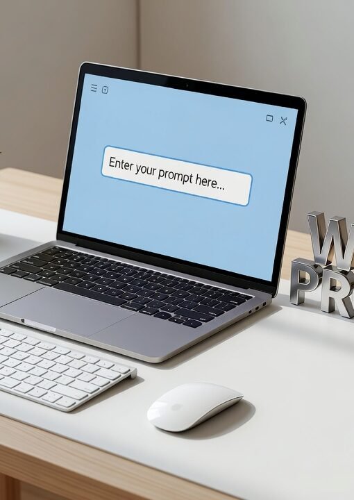 person typing prompt instructions on laptop to get better AI responses