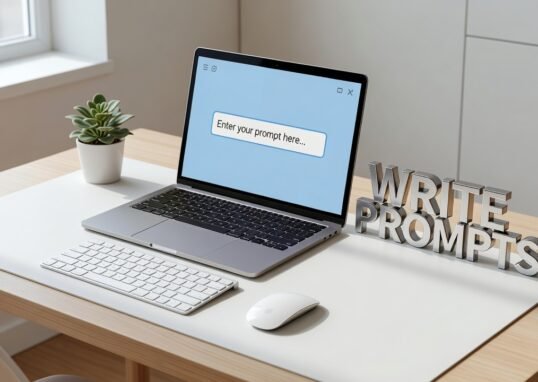 person typing prompt instructions on laptop to get better AI responses