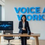 Modern voice AI interface showing real-time speech recognition and response