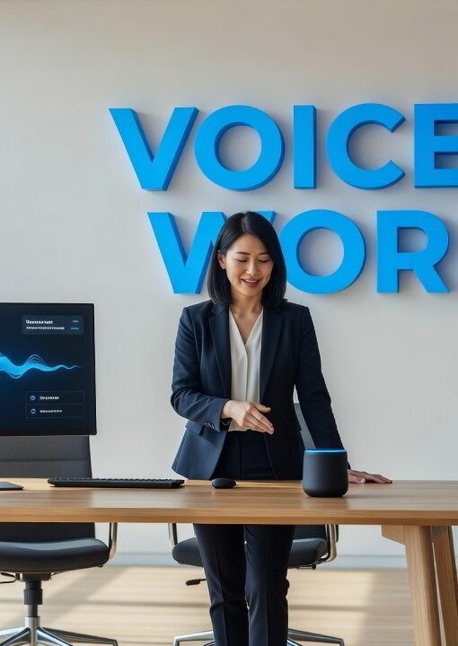 Modern voice AI interface showing real-time speech recognition and response