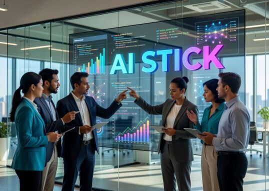 business team implementing AI system from pilot phase to production deployment
