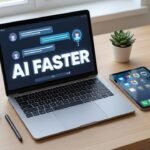 Person using AI assistant on smartphone with traditional apps in background