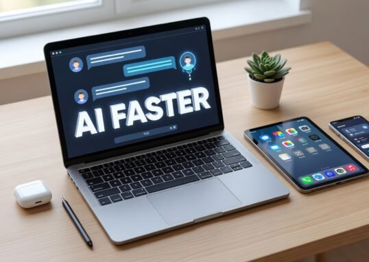 Person using AI assistant on smartphone with traditional apps in background